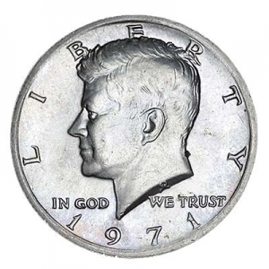 Half Dollar 1971 USA Kennedy mint mark P price, composition, diameter, thickness, mintage, orientation, video, authenticity, weight, Description