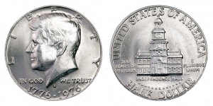 50 центов 1976  США Independence hall двор D цена, стоимость