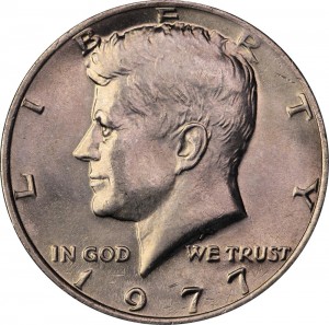 Half Dollar 1977 USA Kennedy Minze P Preis, Komposition, Durchmesser, Dicke, Auflage, Gleichachsigkeit, Video, Authentizitat, Gewicht, Beschreibung