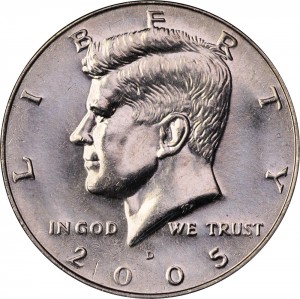 Half Dollar 2005 USA Kennedy mint mark D price, composition, diameter, thickness, mintage, orientation, video, authenticity, weight, Description