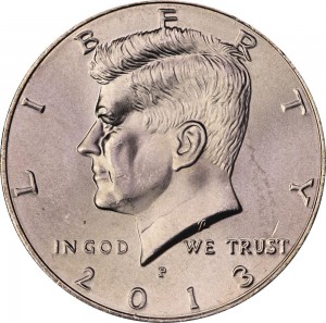Half Dollar 2013 USA Kennedy mint mark P price, composition, diameter, thickness, mintage, orientation, video, authenticity, weight, Description