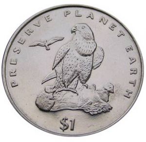 1 dollar 1996 Eritrea Falcon price, composition, diameter, thickness, mintage, orientation, video, authenticity, weight, Description