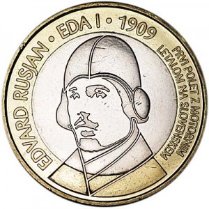3 euro 2009 Slovenia The centenary of the first flight by a powered aircraft over Slovenia price, composition, diameter, thickness, mintage, orientation, video, authenticity, weight, Description