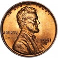 1 cent 1951 Wheat ears US, mint D