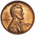 1 cent 1954 Wheat ears US, mint D