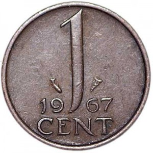 1 цент 1967 Нидерланды, из обращения цена, стоимость