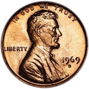 1 cent 1969 Lincoln US, mint D price, composition, diameter, thickness, mintage, orientation, video, authenticity, weight, Description