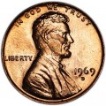 1 цент 1969 США Линкольн, двор D