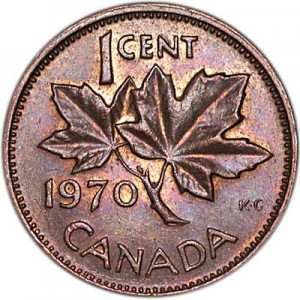 1 цент 1970 Канада, из обращения цена, стоимость