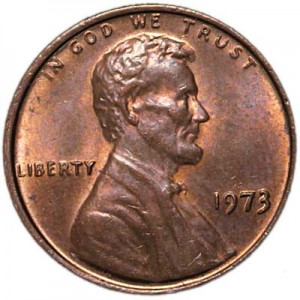 1 цент 1973 США P цена, стоимость