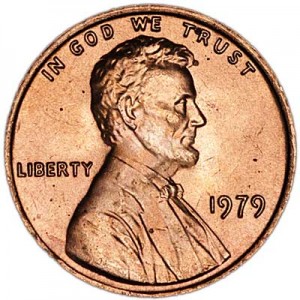 1 cent 1979 P USA price, composition, diameter, thickness, mintage, orientation, video, authenticity, weight, Description