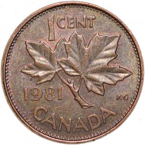 1 цент 1981 Канада, из обращения цена, стоимость