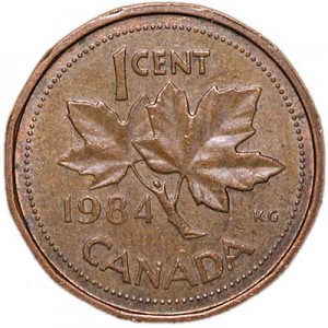 1 цент 1984 Канада, из обращения цена, стоимость
