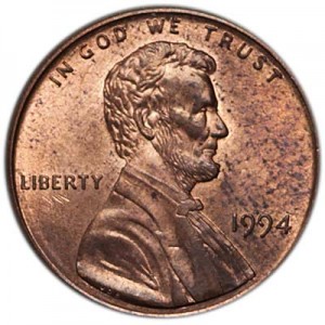 1 cent 1994 P US price, composition, diameter, thickness, mintage, orientation, video, authenticity, weight, Description