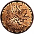 1 цент 1995 Канада, из обращения