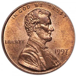 1 cent 1997 P US price, composition, diameter, thickness, mintage, orientation, video, authenticity, weight, Description