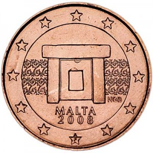 1 цент 2008 Мальта, UNC цена, стоимость