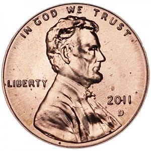 1 цент 2011 США Щит двор D цена, стоимость