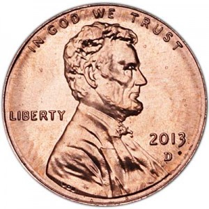 1 цент 2013 США Щит двор D цена, стоимость