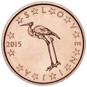 1 цент 2015 Словения, UNC цена, стоимость