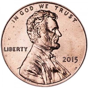 1 cent 2015 USA, Shield mint mark P price, composition, diameter, thickness, mintage, orientation, video, authenticity, weight, Description