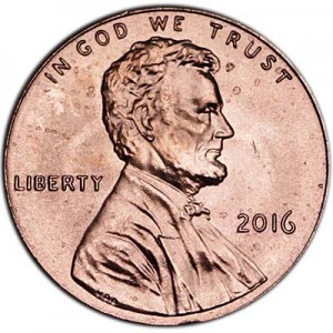 1 цент 2016 США, Щит двор P  цена, стоимость