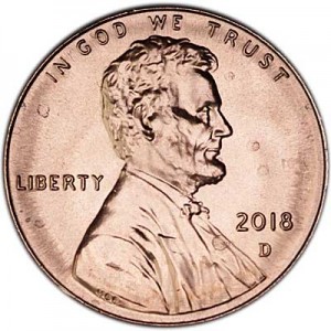 1 цент 2018 США Щит двор D цена, стоимость