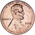 1 cent 2018 USA Shield, mint mark D