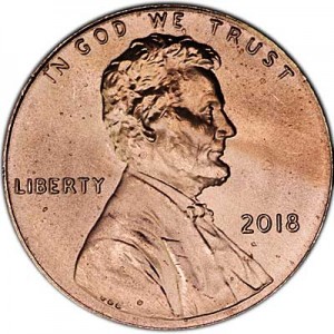 1 cent 2018 USA, Shield mint mark P price, composition, diameter, thickness, mintage, orientation, video, authenticity, weight, Description