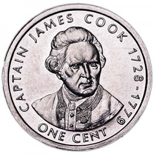 1 цент 2003 Острова Кука Капитан Джеймс Кук цена, стоимость