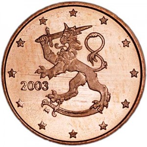 1 цент 2003 Финляндия, UNC цена, стоимость