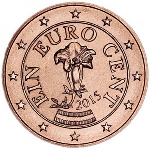 1 цент 2015 Австрия, UNC цена, стоимость