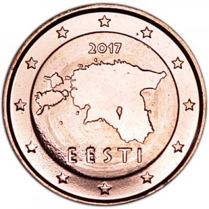 1 цент 2017 Эстония, UNC цена, стоимость