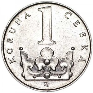 1 crown Czech Republic, from circulation price, composition, diameter, thickness, mintage, orientation, video, authenticity, weight, Description