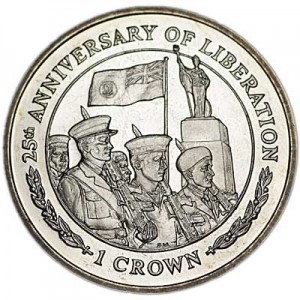 1 крона 2007 Фолклендские острова 25 лет Независимости (парад) цена, стоимость