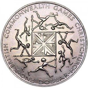 1 dollar 1974 New Zealand British commonwealth games price, composition, diameter, thickness, mintage, orientation, video, authenticity, weight, Description