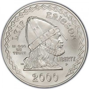 1 dollar 2000 USA Leif Ericson,  UNC price, composition, diameter, thickness, mintage, orientation, video, authenticity, weight, Description