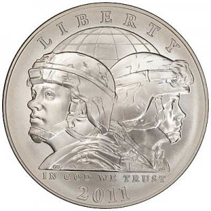 1 доллар 2011 США Армия,  UNC цена, стоимость
