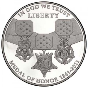 1 dollar 2011 USA Medal of Honor,  proof price, composition, diameter, thickness, mintage, orientation, video, authenticity, weight, Description