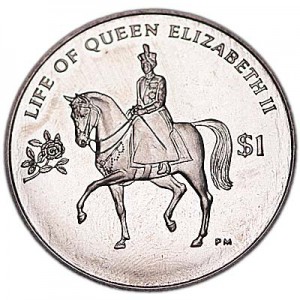 1 dollar 2012 Virgin Islands The life of Queen Elizabeth II price, composition, diameter, thickness, mintage, orientation, video, authenticity, weight, Description