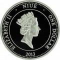 1 dollar 2013 Niue Island, Phalaenopsis pulcherrima, silver