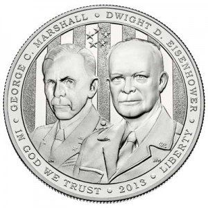 1 доллар 2013 США Пятизвездочные генералы Маршалл и Эйзенхауэр,  UNC цена, стоимость