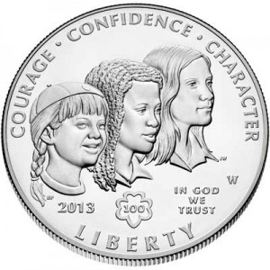 1 dollar 2013 USA Girl Scouts,  UNC price, composition, diameter, thickness, mintage, orientation, video, authenticity, weight, Description