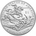 1 доллар 2016 США, Марк Твен,  UNC, серебро