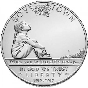 1 dollar 2017 USA Boys Town Centennial Uncirculated  Dollar price, composition, diameter, thickness, mintage, orientation, video, authenticity, weight, Description