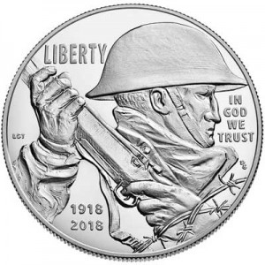 1 доллар 2018 США, Первая Мировая война,  Proof, серебро