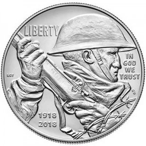 1 доллар 2018 США, Первая Мировая война,  UNC цена, стоимость