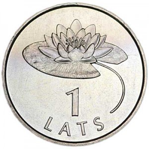 1 лат 2008 Латвия, Водяная лилия (кувшинка) цена, стоимость