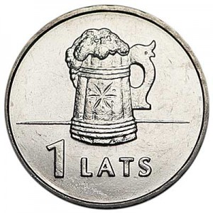 1 лат 2011 Латвия, Пивная кружка цена, стоимость