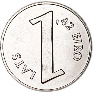 1 лат 2013 Латвия Монета паритета, Последний лат цена, стоимость